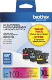 Ink Cartridges for Select Brother Printers (3-Count) - Cyan/Magenta/Yellow