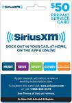 $50 Prepaid Service Card for SiriusXM Satellite Radio