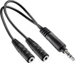 Dual 3.5mm Mini Headphone Jack Adapter - Black