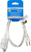 4' 3-Outlet Extension Power Cord - White